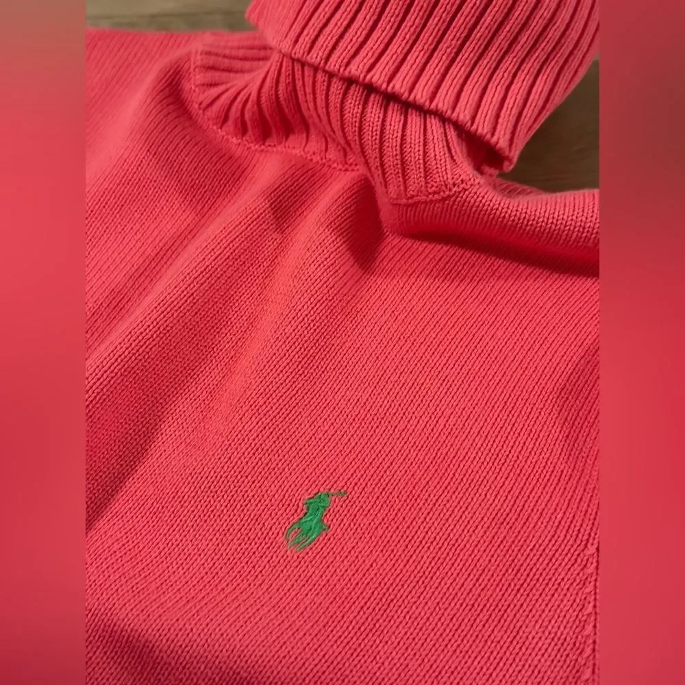 Ralph Lauren Girls Coral Pink Turtleneck Sweater